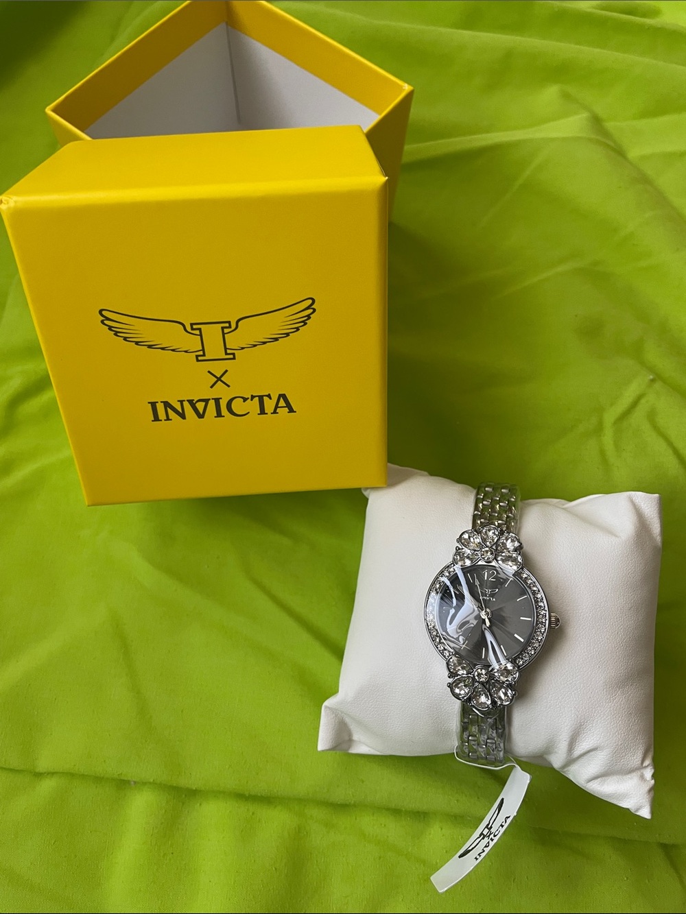 Invicta Wildflower - Silver Crystal Accent Watch with Yellow Box